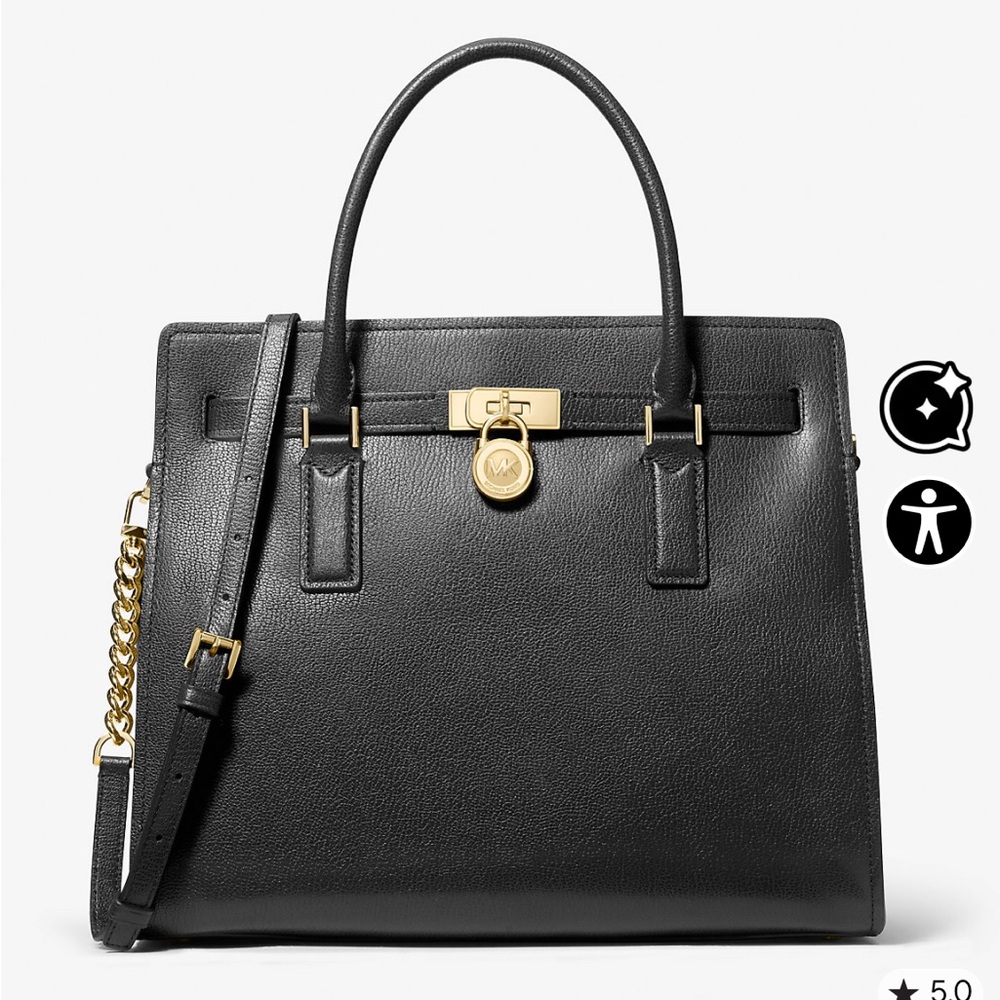 MICHAEL Michael Kors Black Tote with Gold Accents used fair condition